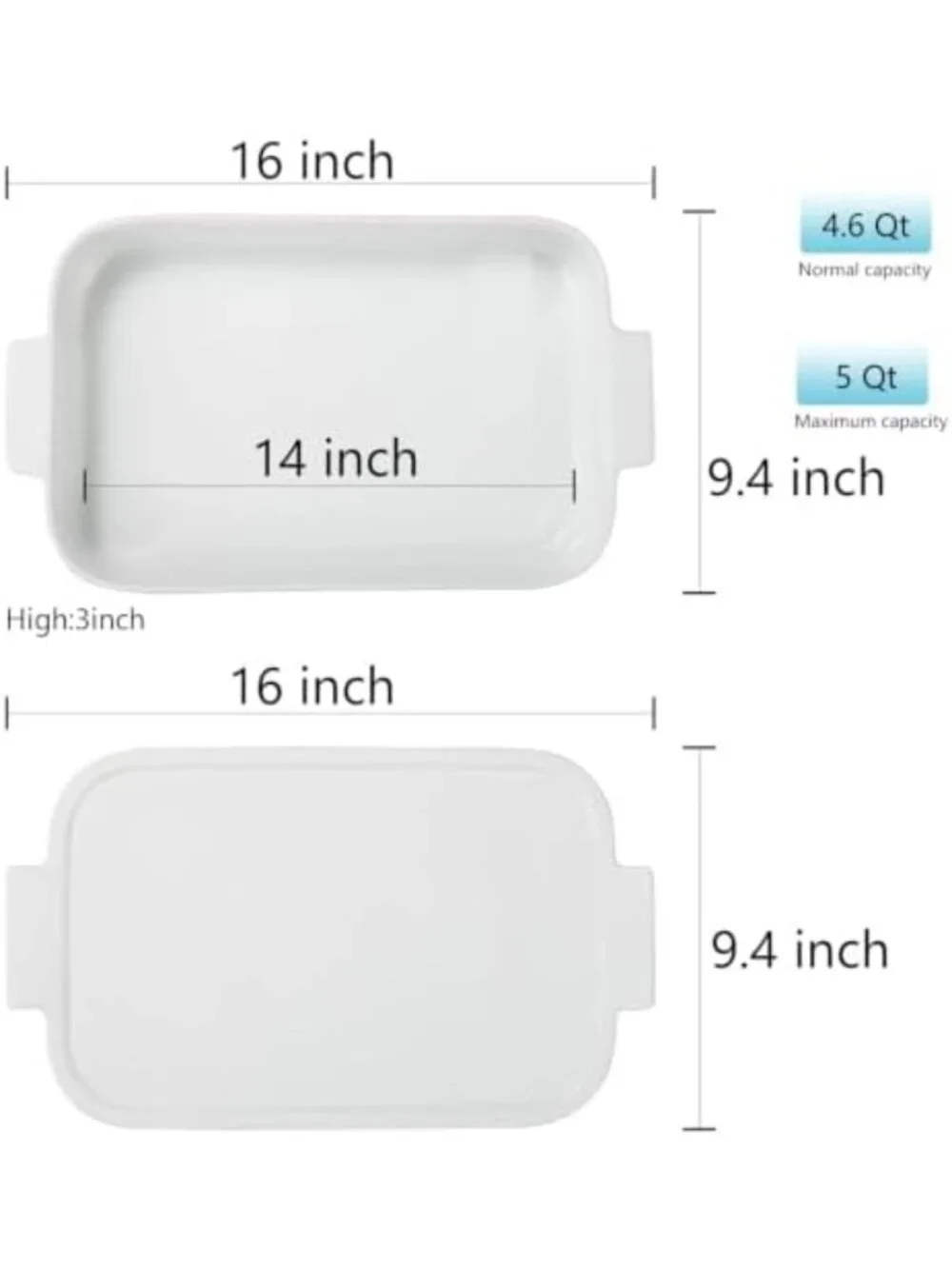 9x13 Ceramic Casserole Dish with Lid - 4.5qt Lasagna & Baking Essentials